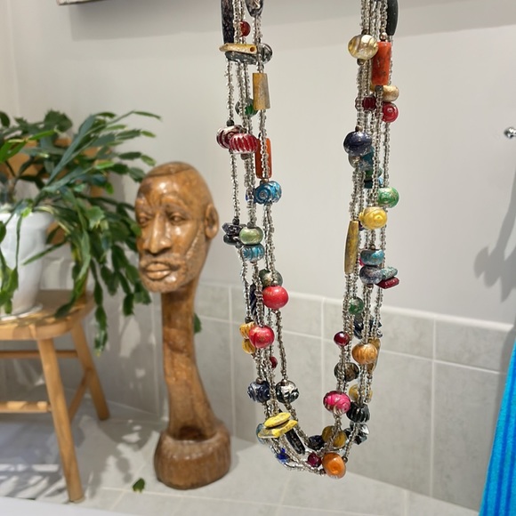 Susie Blue Boho 5-Strand Beaded Necklace - Picture 9 of 10